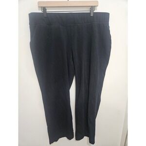 Lands End Black Knit Pants Womens Plus Size Cotton Spandex Straight Leg Trousers